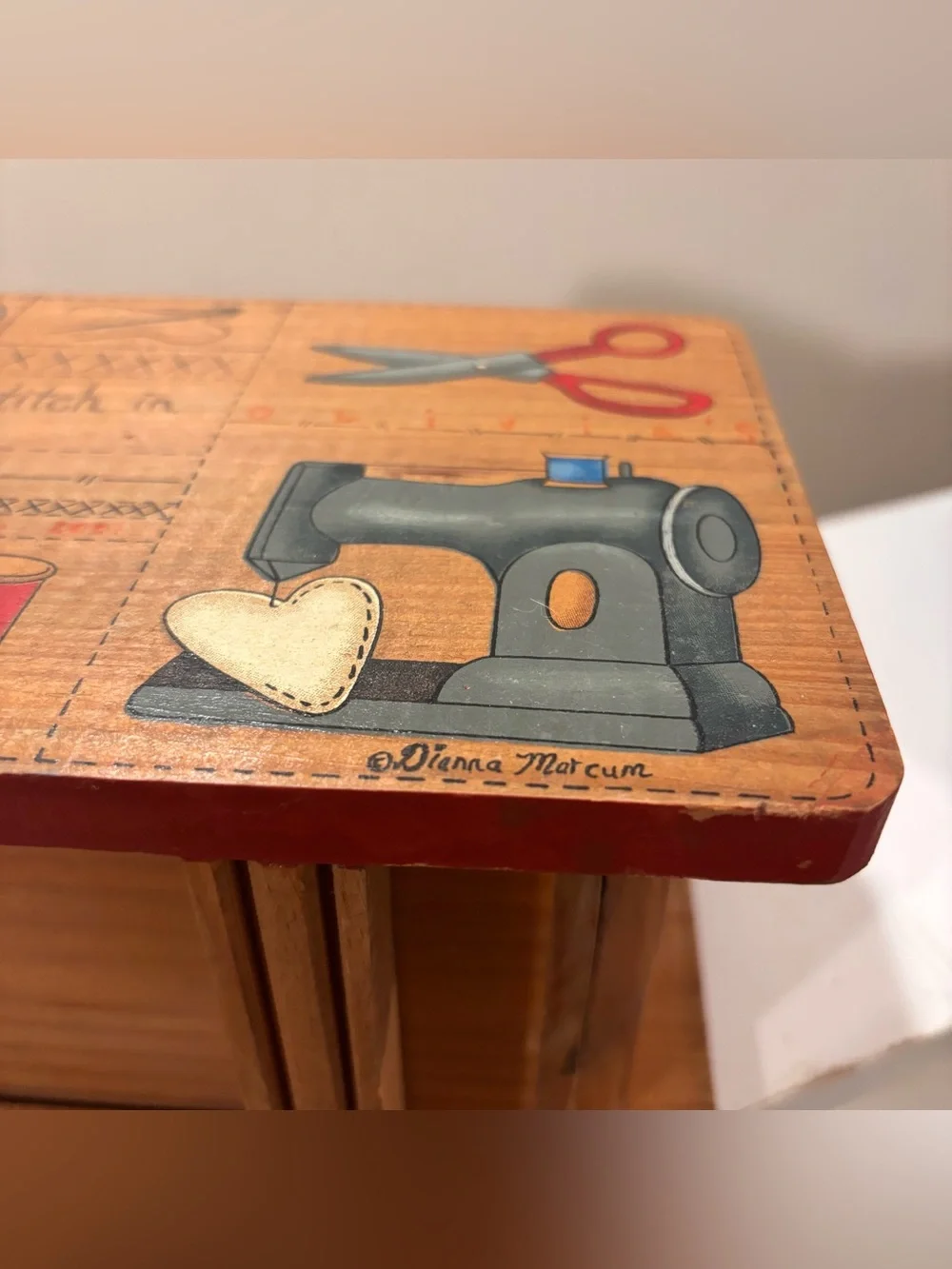 Dianna Mercum Sewing Notions Box: Painted Wooden Drawer